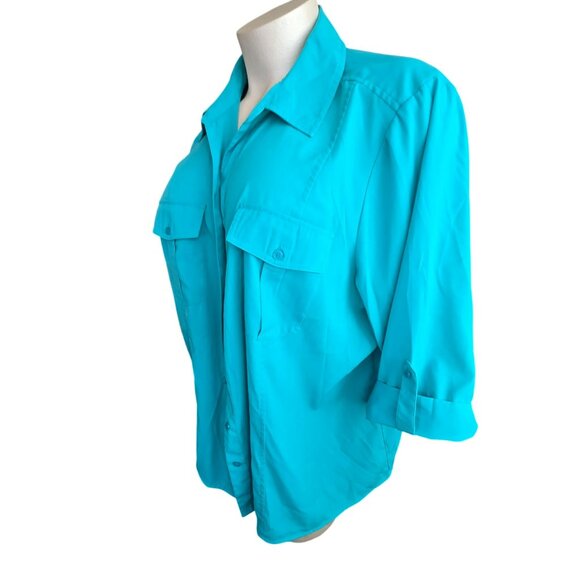 Maggie Barnes Womens Teal Blue Button-Up Shirt 3/4 Sleeves Size 36 26/28 JJ403 - Picture 8 of 9